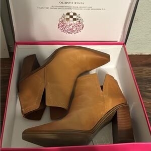 Vince Camuto Tan Ankle Boots with Chunky Heel